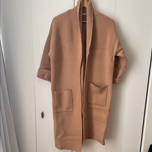 Mango Cozy Tan Open-Front Cardigan Sweater - Picture 2 of 6